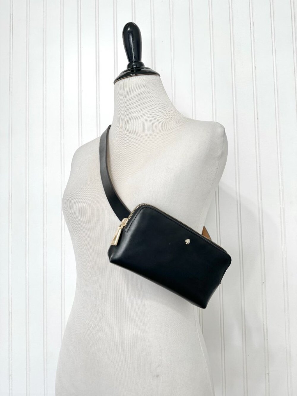 Kate Spade Black Leather Belt Bag Adjustable Strap Size S/M